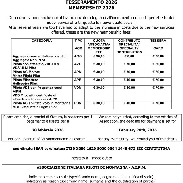 Pro-Memoria Tesseramento 2026 - Pro-Memory Membership 2026